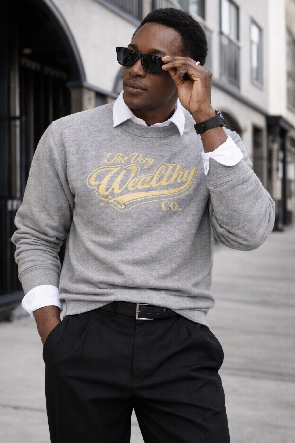 The Very Wealthy Co. Crewneck- Platinum Ash
