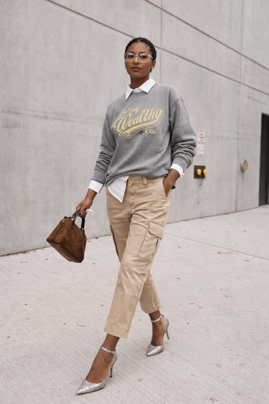 The Very Wealthy Co. Crewneck- Platinum Ash